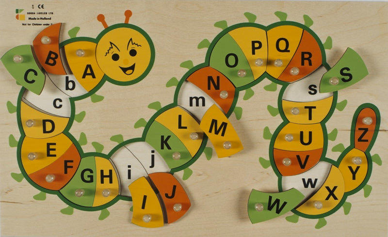 Doron Layeled ABC Caterpillar Wooden Peg Puzzle